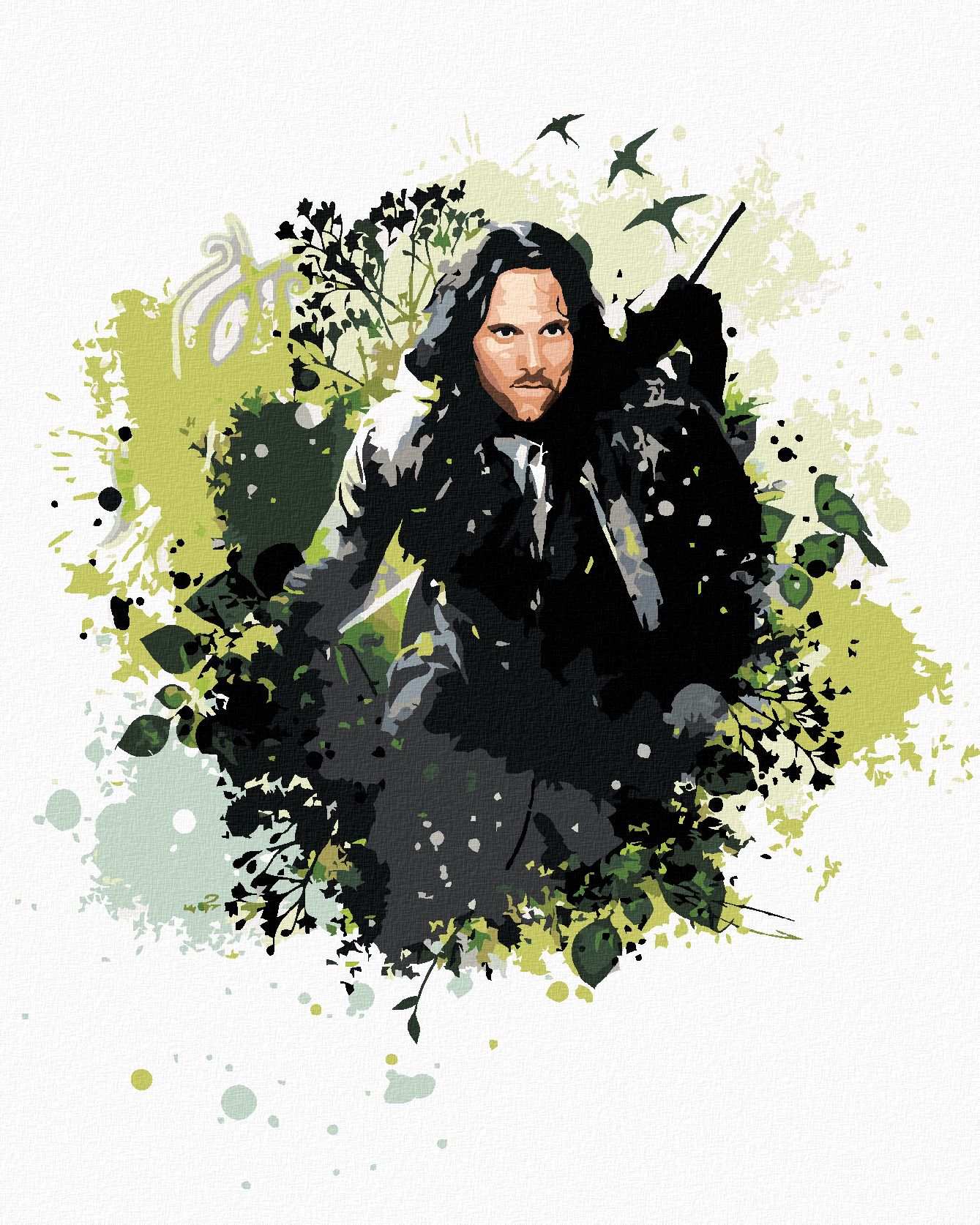 zuty Malování podle čísel - MALOVANÝ ARAGORN II (PÁN PRSTENŮ) - Rozměr: 40x50 cm, Rámování: Varianta: vypnuté plátno na rám - obrázek 1