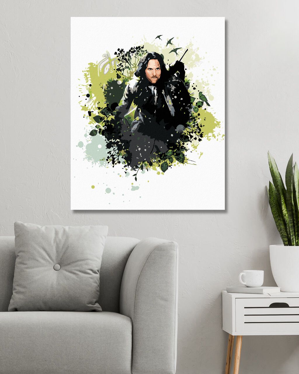 zuty Malování podle čísel - MALOVANÝ ARAGORN II (PÁN PRSTENŮ) - Rozměr: 40x50 cm, Rámování: Varianta: vypnuté plátno na rám - obrázek 7