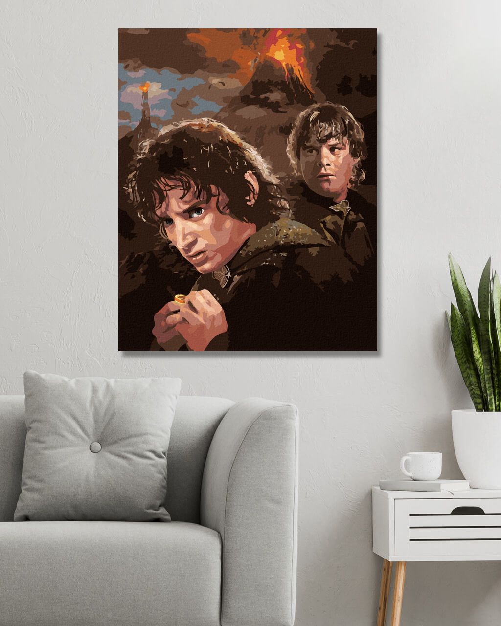 zuty Malování podle čísel - FRODO A SAM U HORY OSUDU (PÁN PRSTENŮ) - Rozměr: 40x50 cm, Rámování: Varianta: vypnuté plátno na rám - obrázek 8