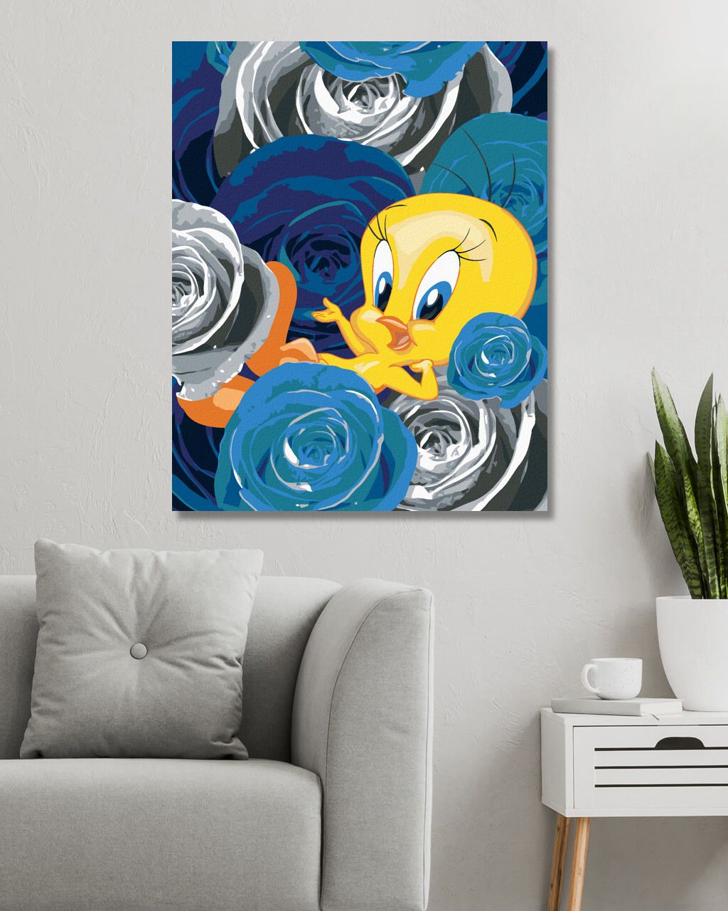 zuty Malování podle čísel - TWEETY A RŮŽE (LOONEY TUNES) - Rozměr: 40x50 cm, Rámování: Varianta: bez rámu a bez vypnutí plátna - obrázek 9