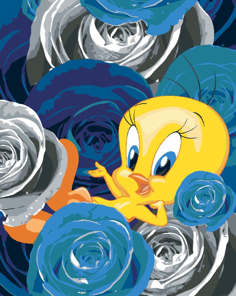 zuty Malování podle čísel - TWEETY A RŮŽE (LOONEY TUNES) - Rozměr: 40x50 cm, Rámování: Varianta: bez rámu a bez vypnutí plátna - obrázek 10