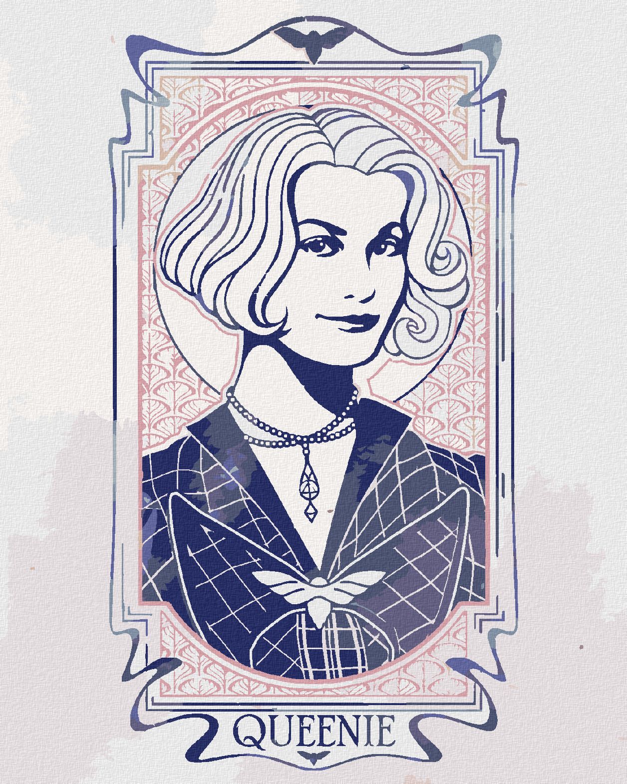 zuty Malování podle čísel - SECESNÍ QUEENIE (FANTASTICKÁ ZVÍŘATA) - Rozměr: 40x50 cm, Rámování: Varianta: vypnuté plátno na rám - obrázek 1