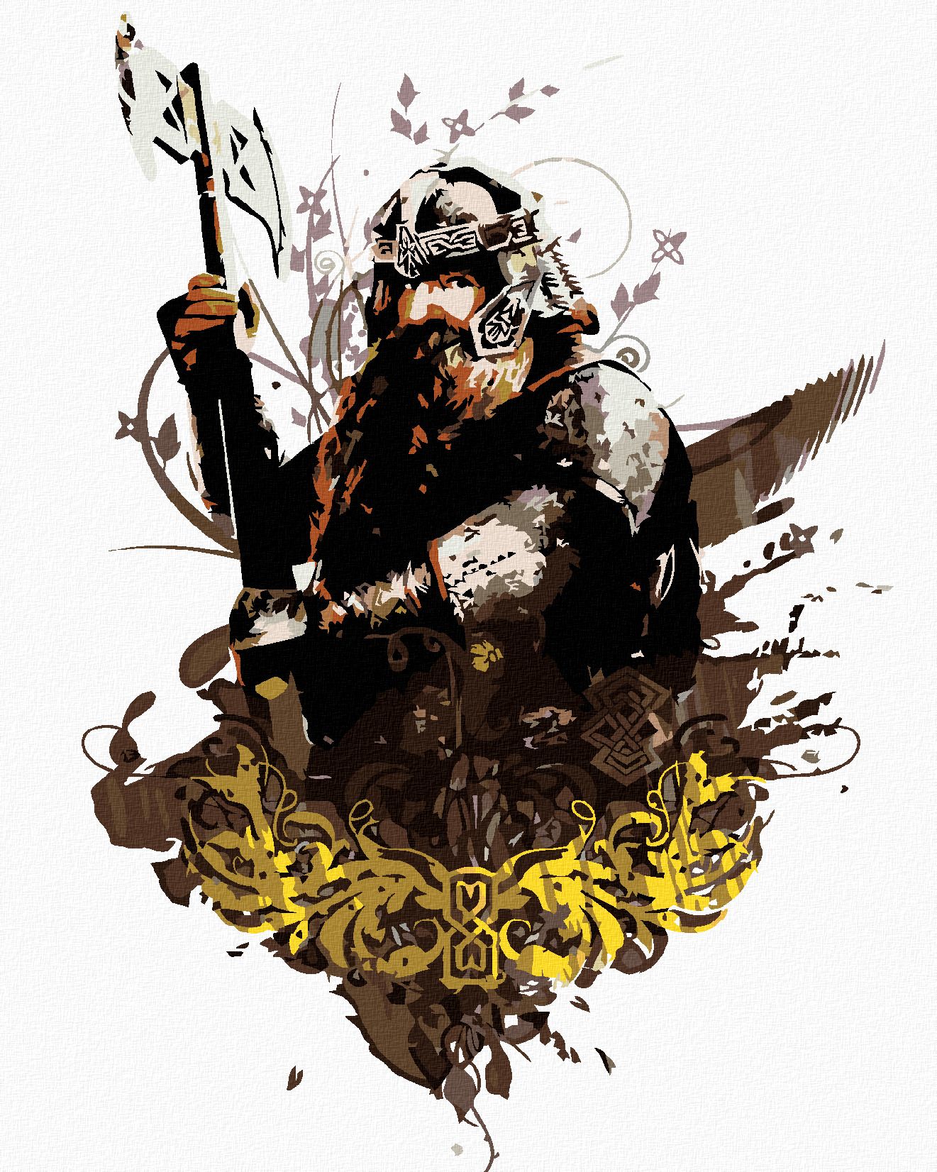zuty Malování podle čísel - MALOVANÝ GIMLI (PÁN PRSTENŮ) - Rozměr: 40x50 cm, Rámování: Varianta: bez rámu a bez vypnutí plátna - obrázek 1