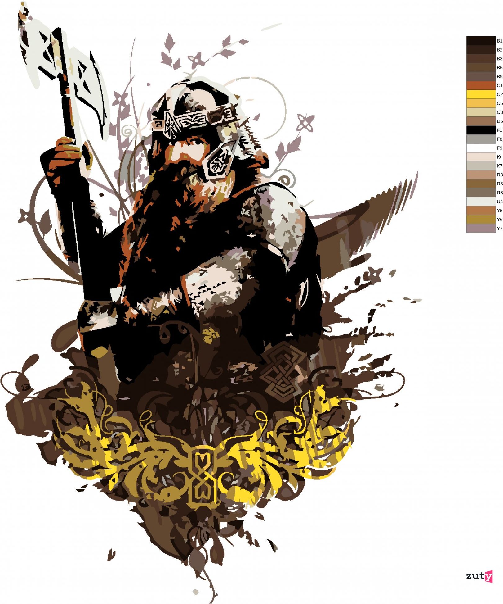 zuty Malování podle čísel - MALOVANÝ GIMLI (PÁN PRSTENŮ) - Rozměr: 40x50 cm, Rámování: Varianta: vypnuté plátno na rám - obrázek 6