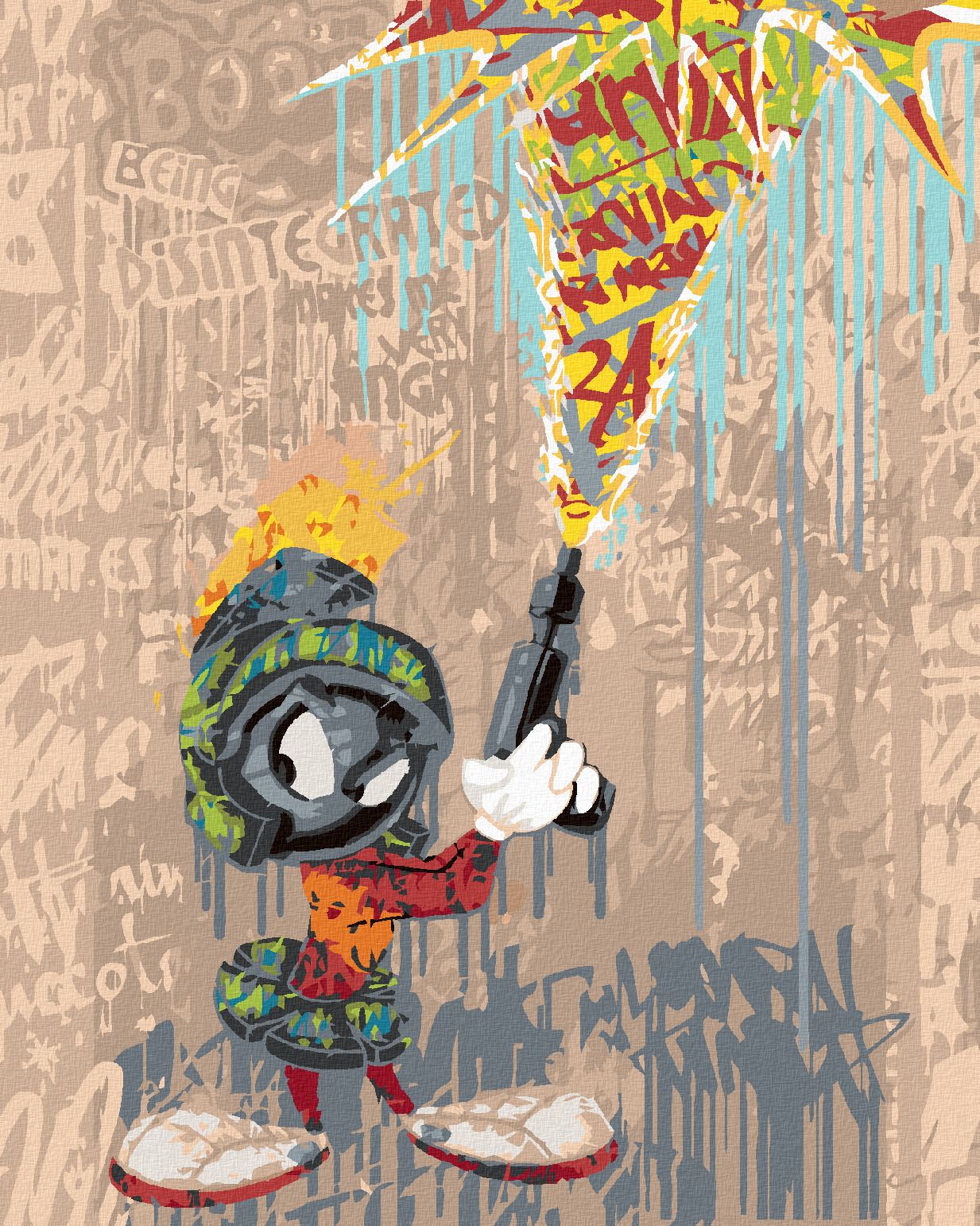 zuty Malování podle čísel - MARŤAN MARVIN GRAFFITI (LOONEY TUNES) - Rozměr: 40x50 cm, Rámování: Varianta: vypnuté plátno na rám - obrázek 1