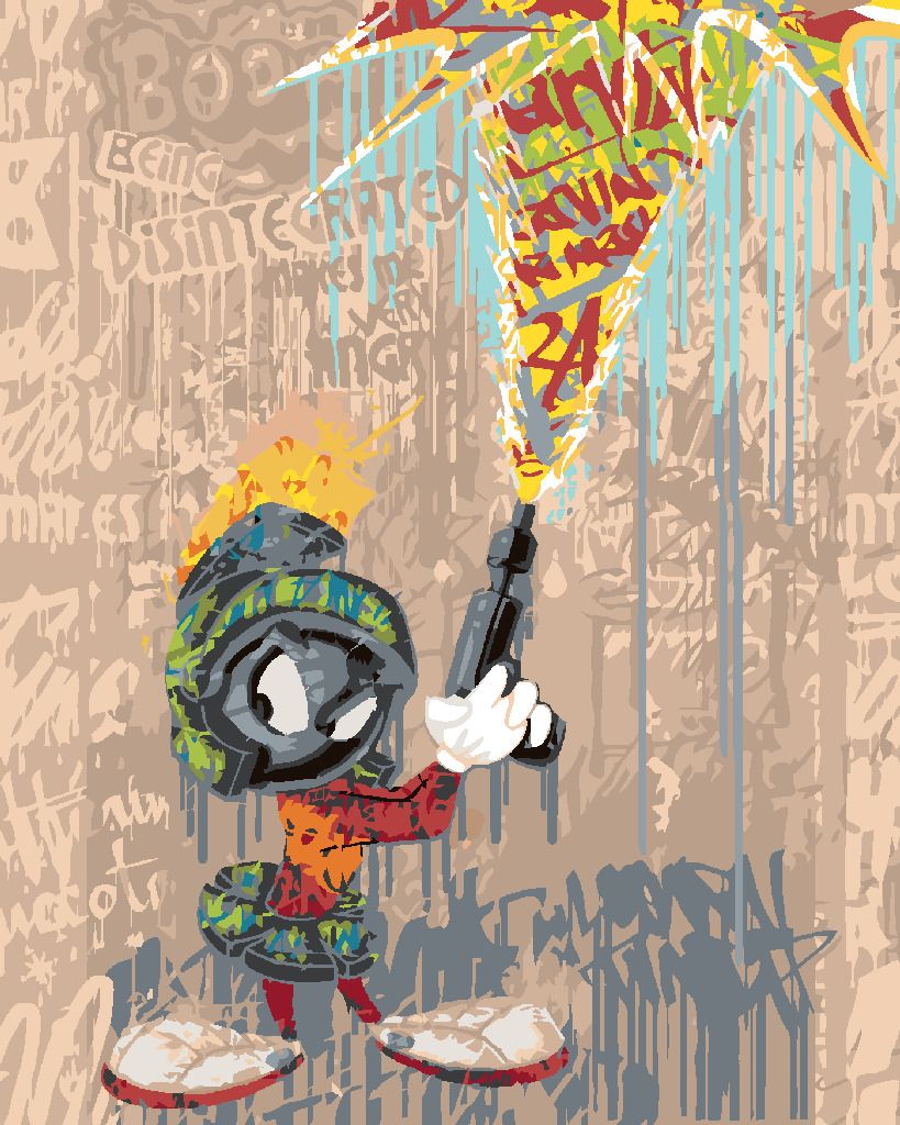 zuty Malování podle čísel - MARŤAN MARVIN GRAFFITI (LOONEY TUNES) - Rozměr: 40x50 cm, Rámování: Varianta: vypnuté plátno na rám - obrázek 3