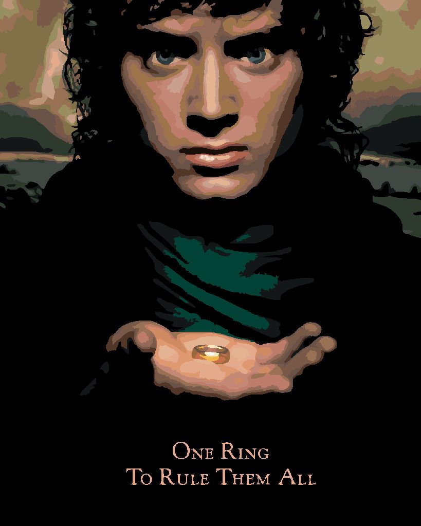 zuty Malování podle čísel - FRODO S PRSTENEM (PÁN PRSTENŮ) - Rozměr: 40x50 cm, Rámování: Varianta: bez rámu a bez vypnutí plátna - obrázek 2