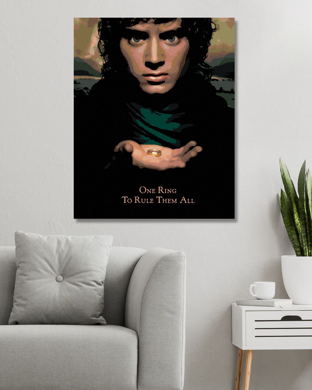 zuty Malování podle čísel - FRODO S PRSTENEM (PÁN PRSTENŮ) - Rozměr: 40x50 cm, Rámování: Varianta: bez rámu a bez vypnutí plátna - obrázek 4