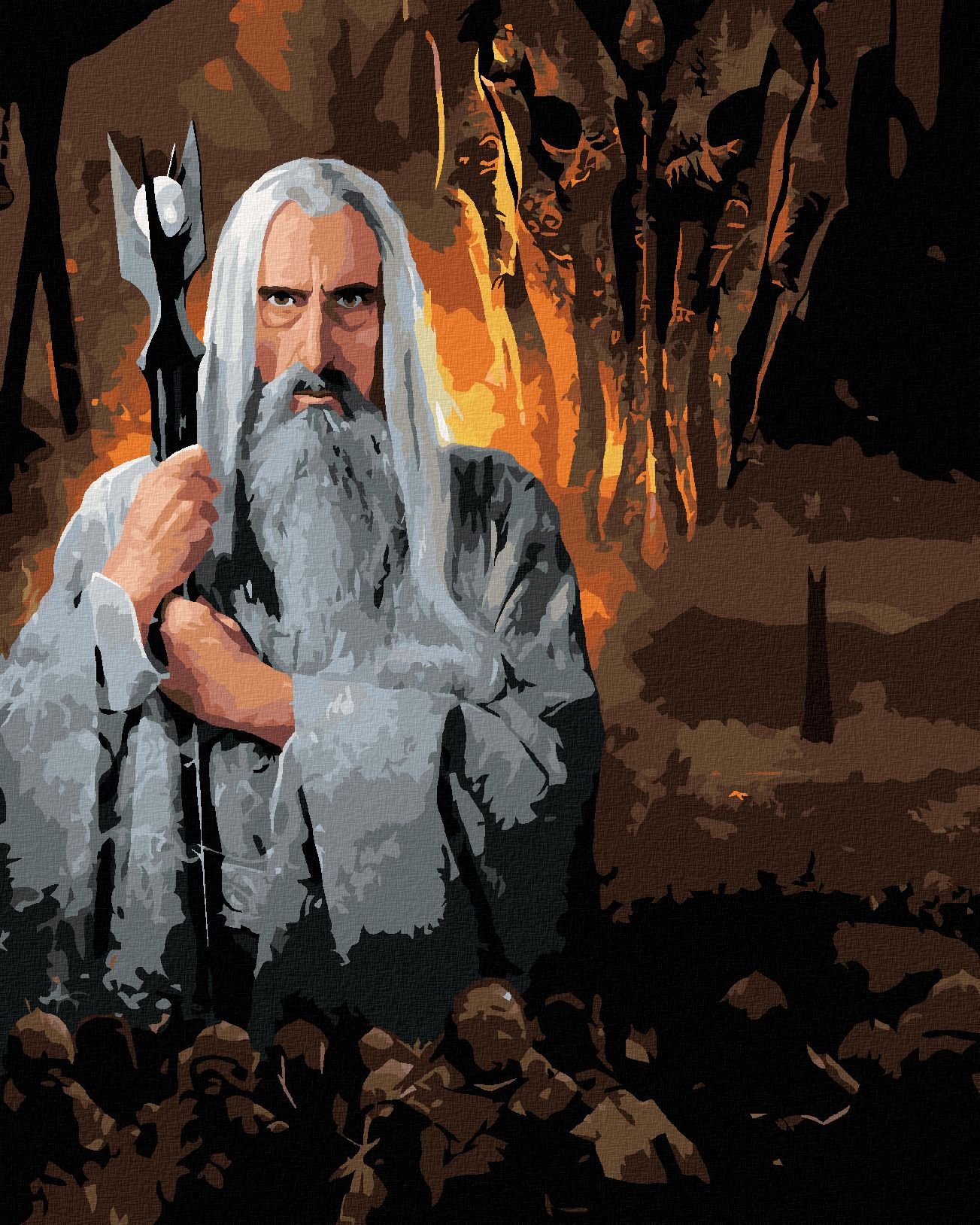 zuty Malování podle čísel - SARUMAN A SAURON (PÁN PRSTENŮ) - Rozměr: 40x50 cm, Rámování: Varianta: bez rámu a bez vypnutí plátna - obrázek 1