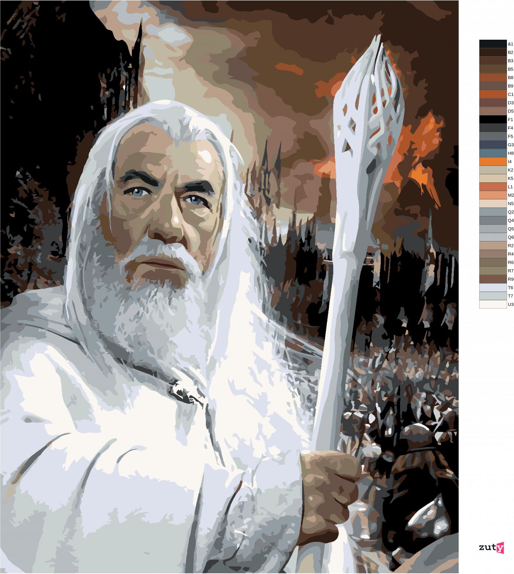 zuty Malování podle čísel - GANDALF PORTRÉT (PÁN PRSTENŮ) - Rozměr: 40x50 cm, Rámování: Varianta: vypnuté plátno na rám - obrázek 6