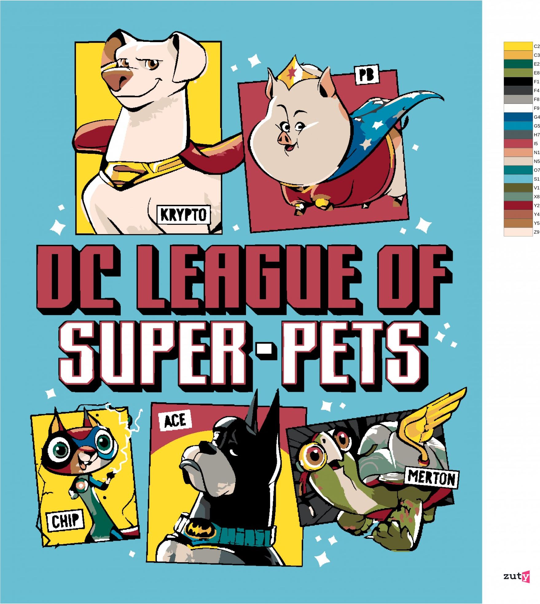 zuty Malování podle čísel - DC LIGA SUPERMAZLÍČKŮ PLAKÁT II - Rozměr: 40x50 cm, Rámování: Varianta: vypnuté plátno na rám - obrázek 8