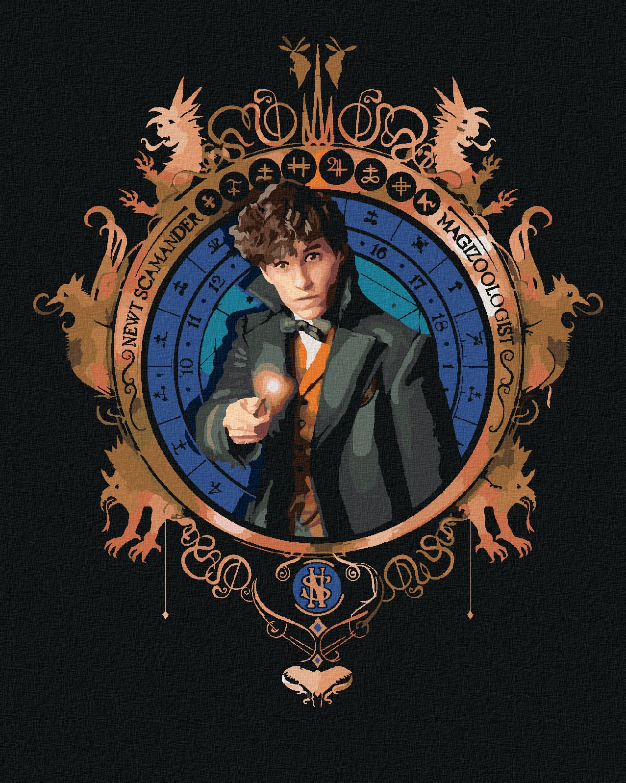 zuty Malování podle čísel - PORTRÉT MLOK SCAMANDER (FANTASTICKÁ ZVÍŘATA) - Rozměr: 40x50 cm, Rámování: Varianta: vypnuté plátno na rám - obrázek 1