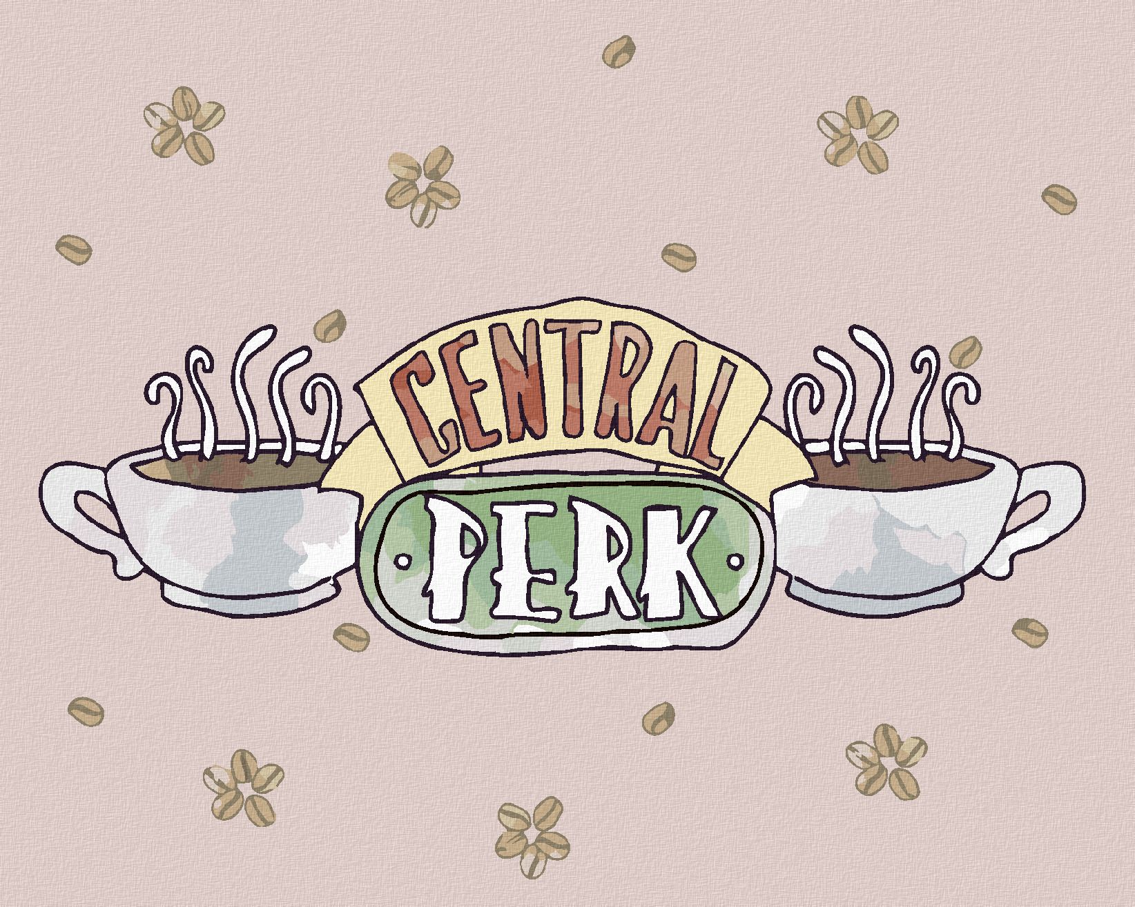 zuty Malování podle čísel - CENTRAL PERK A KÁVOVÉ BOBY (PŘÁTELÉ) - Rozměr: 40x50 cm, Rámování: Varianta: vypnuté plátno na rám - obrázek 1