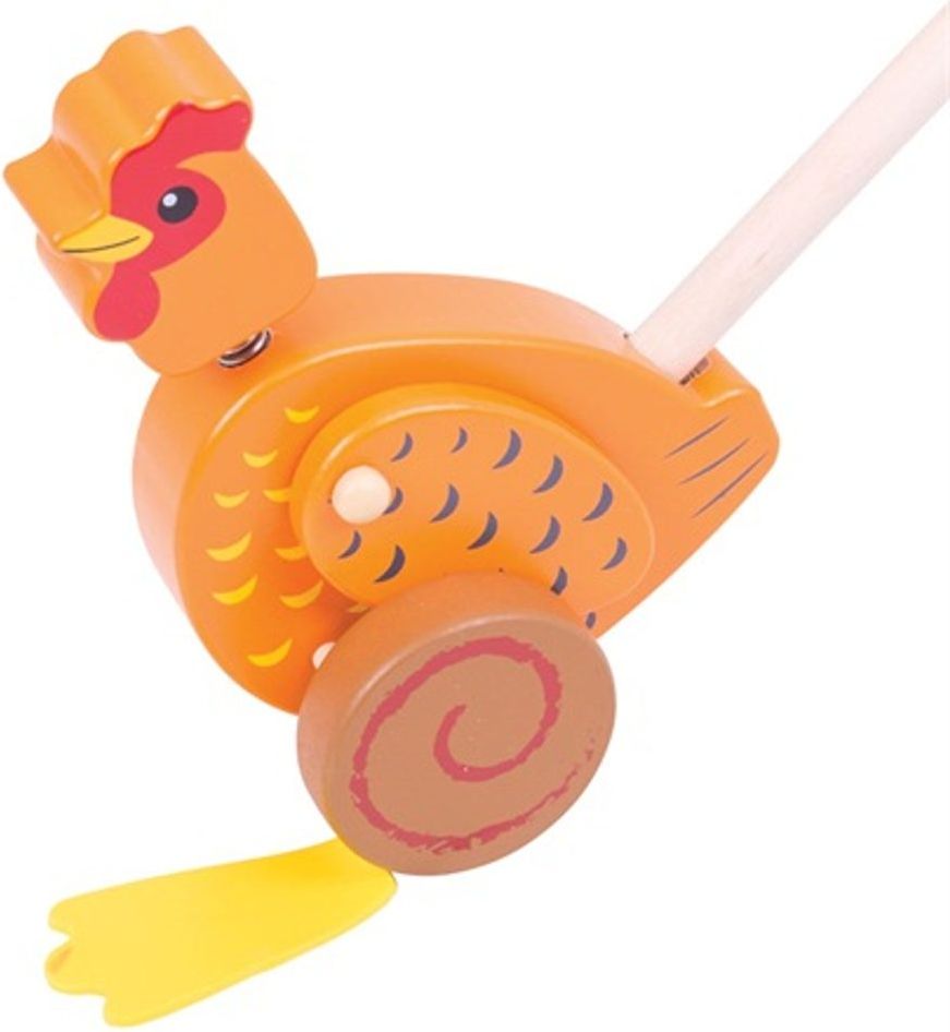 Bigjigs Toys Bigjigs Baby Dřevěný jezdík Slepička - obrázek 1