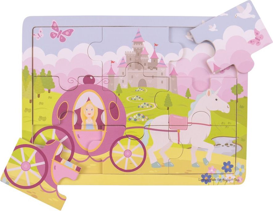 Bigjigs Toys Dřevěné puzzle princezna s kočárem - obrázek 2