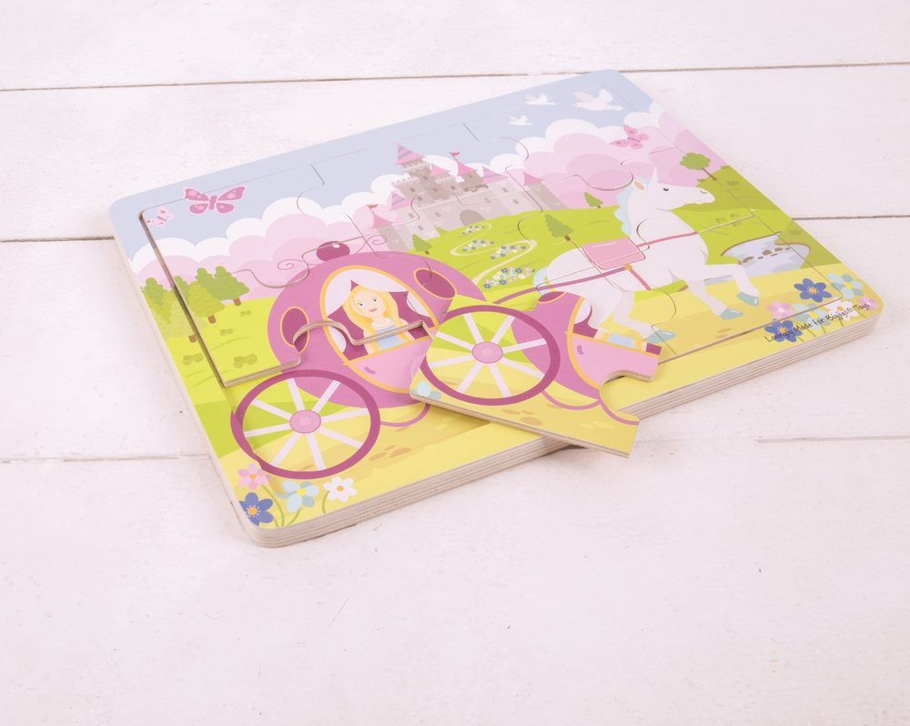 Bigjigs Toys Dřevěné puzzle princezna s kočárem - obrázek 3