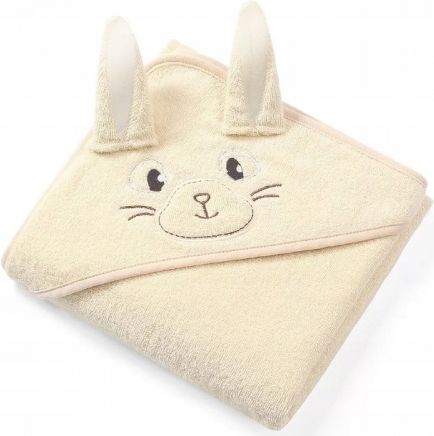 BabyOno Luxusní froté osuška s kapucí a oušky 100x100 cm - Bunny, ecru - obrázek 1