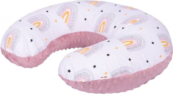 Baby Nellys Kojící polštář 125 cm, bavlna, minky, Rainbow - bílá/pudrová - obrázek 1