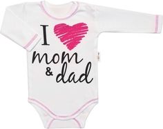 Kojenecká 5-dílná soupravička bavlna - I LOVE MOM AND DAD bílá s růžovou - vel.56 - obrázek 3