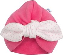 Dívčí bavlněná čepička - TURBAN růžový s hvězdičkovým vzorem - vel.80 - obrázek 1