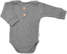 Kojenecká soupravička 3-dílná žebrovaná bavlna - HAND MADE šedá - vel.68 - obrázek 3