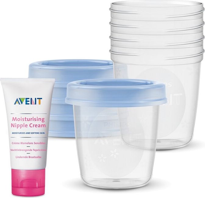 Philips AVENT Krém na bradavky 30 ml + VIA pohárky s víčkem 180 ml, 5 ks - obrázek 1