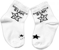 Dětské ponožky bavlna - LITTLE STAR bílé s černou - vel.92-98 - obrázek 2