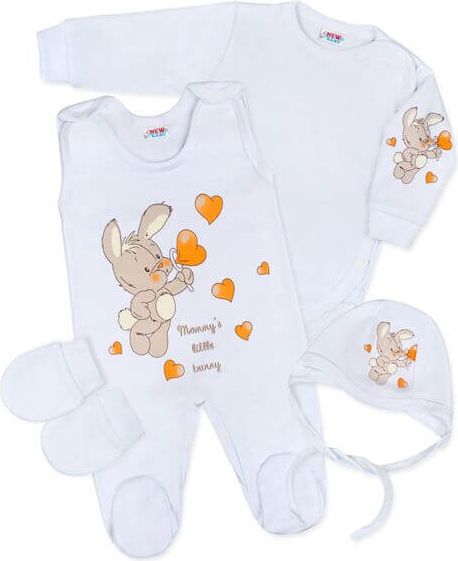 Bílá kojenecká soupravička New Baby Králíček se srdíčky velikost 50 - obrázek 1
