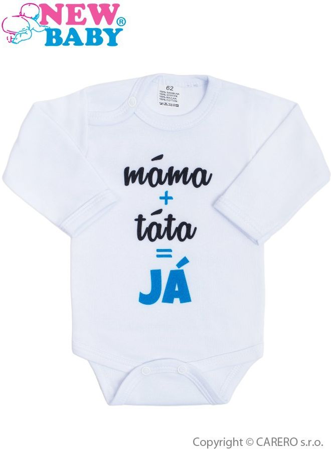 Body s potiskem New Baby máma plus táta rovná se JÁ&nbsp;-&nbsp;62 (3-6m)