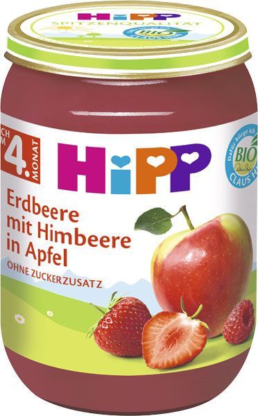 3x HIPP BIO Jablka s jahodami a malinami, 190 g - ovocný přírkm - obrázek 2