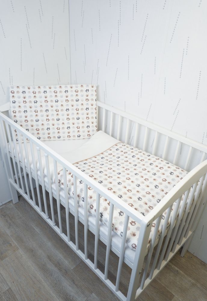 Bavlněné povlečení do postýlky LittleUp Elephant beige 3-dílné - obrázek 2