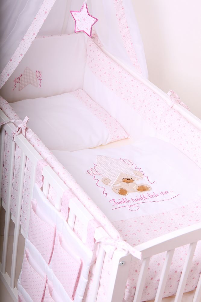 Povlečení do postýlky LittleUp Lux Twinkle Star Pink 4-dílné - obrázek 1