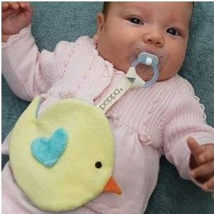 Klip na dudlík Babylonia Comfort Buddies Bird Yellow/Baby Blue - obrázek 2
