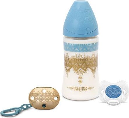 Suavinex PREMIUM SET 270 ml 3P+ KLIP+ DUDLÍK 0-4 - modrý - obrázek 1