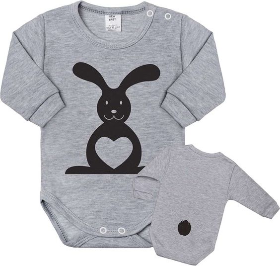 Kojenecké body s dlouhým rukávem New Baby Zvířátko Zajíček šedé - 68 (4-6m)