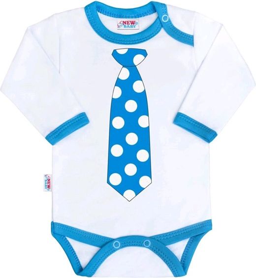 Body s potiskem New Baby s tyrkysovou kravatou&nbsp;-&nbsp;74 (6-9m)