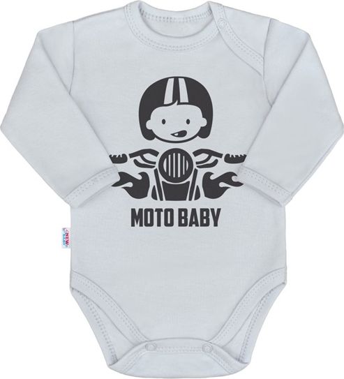 Body s potiskem New Baby Moto baby šedé - 74 (6-9m) - obrázek 1