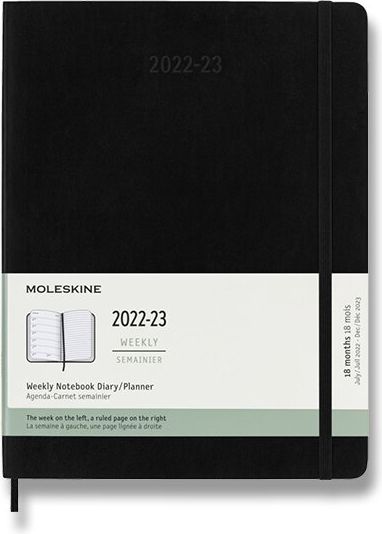 Moleskine 18měsíční diář 2022-23 - měkké desky černý týdenní B5 - obrázek 1