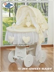 Koš proutěný přírodní s boudičkou a výbavou - SRDÍČKA smetanový - My Sweet Baby - obrázek 2