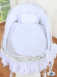 Koš proutěný bílý - CARINA s bílou výbavou - My Sweet Baby - obrázek 2