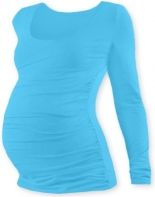 Těhotenské tričko dlouhý rukáv - JOHANKA - tyrkysové velikost S/M - obrázek 1