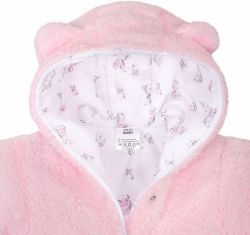 Overal/Kombinéza kojenecká zimní - NICE BEAR růžová - vel.62 - obrázek 3