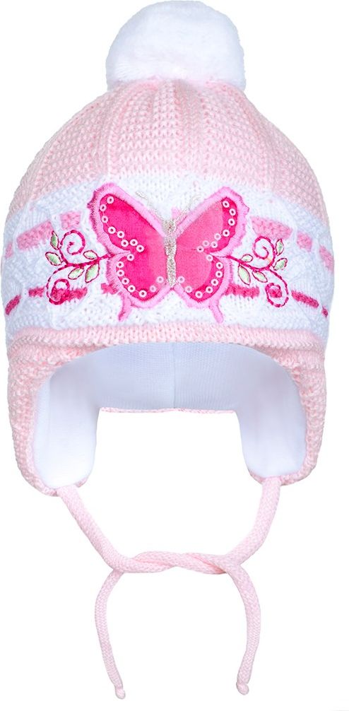 Zimní dětská čepička New Baby motýlek fialová&nbsp;-&nbsp;80 (9-12m) - obrázek 1