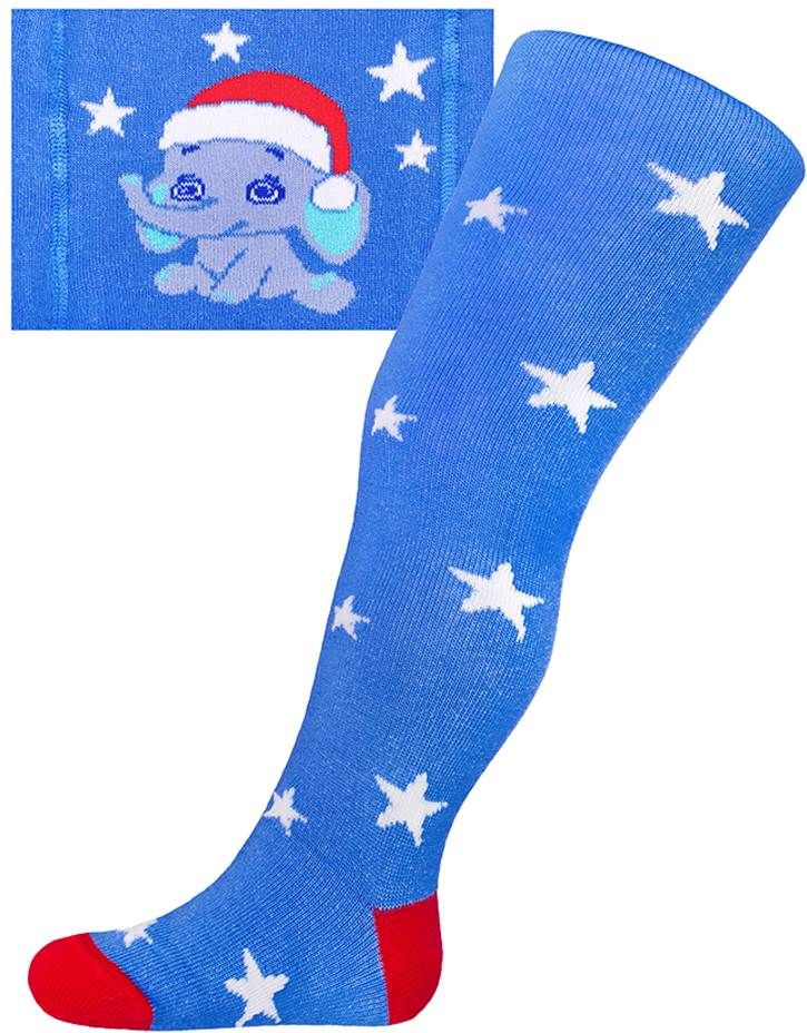 Vánoční bavlněné punčocháčky New Baby modré se slonem - 68 (4-6m)