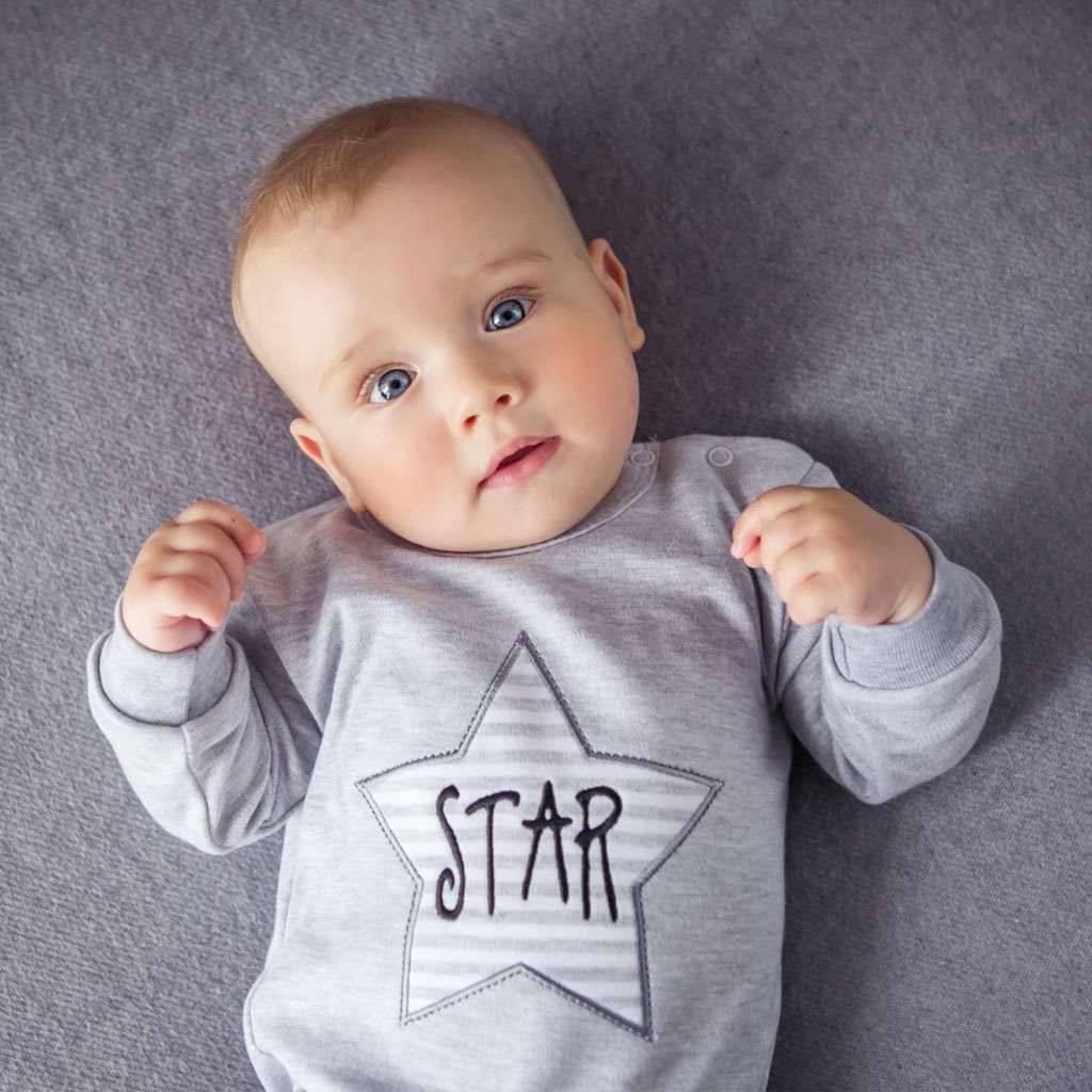 Kojenecké body s dlouhým rukávem Koala Star šedé&nbsp;-&nbsp;74 (6-9m) - obrázek 3