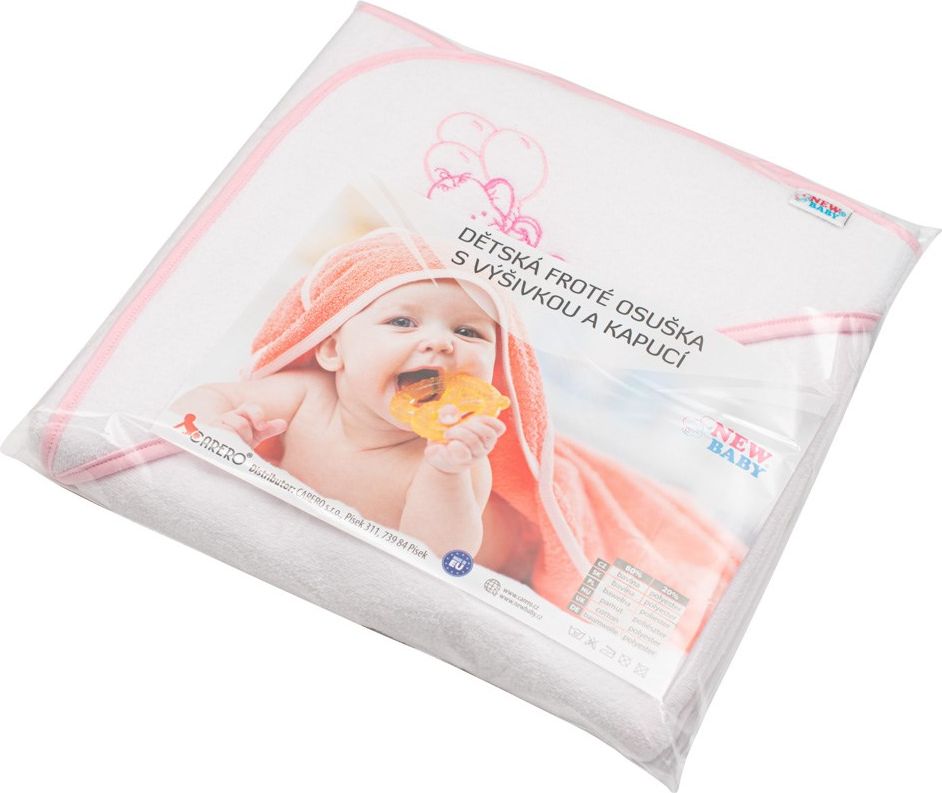 NEW BABY | Nezařazeno | Dětská froté osuška s výšivkou a kapucí New Baby 100x100 bílá žirafka | Bílá | - obrázek 8