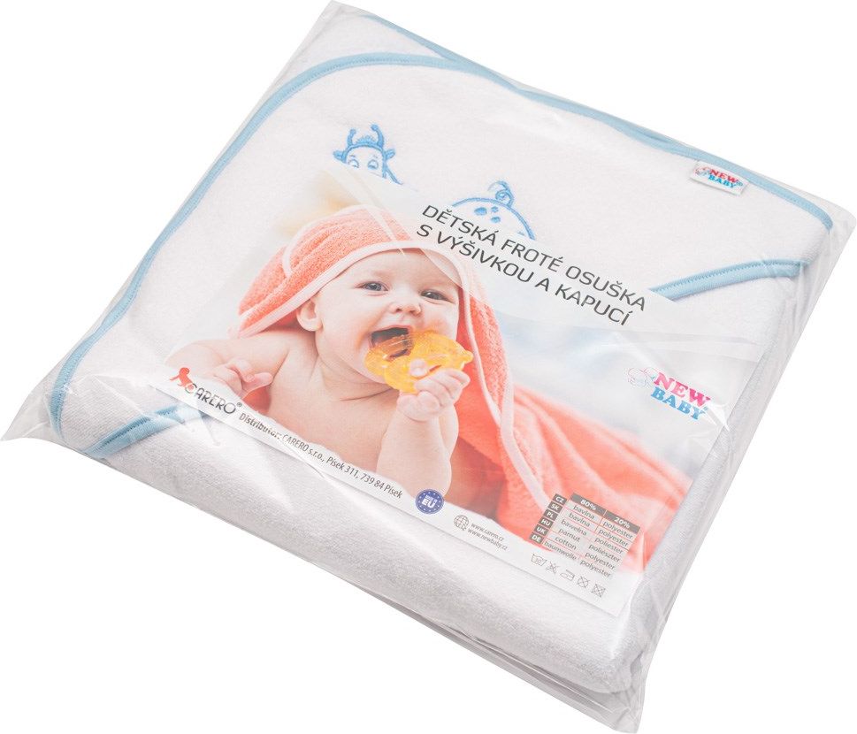NEW BABY | Nezařazeno | Dětská froté osuška s výšivkou a kapucí New Baby 100x100 bílá žirafka | Bílá | - obrázek 12