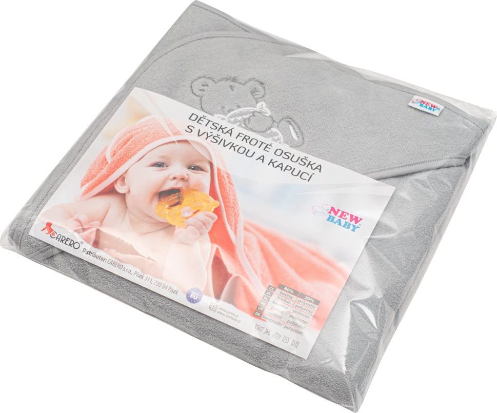 NEW BABY | Nezařazeno | Dětská froté osuška s výšivkou a kapucí New Baby 100x100 bílá žirafka | Bílá | - obrázek 16