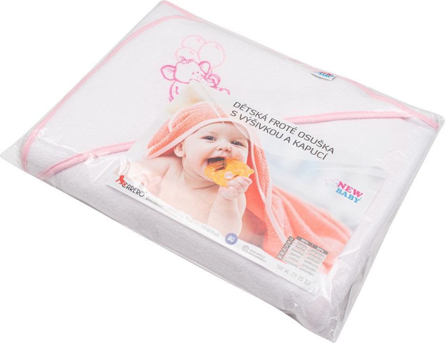 NEW BABY | Nezařazeno | Dětská froté osuška s výšivkou a kapucí New Baby 100x100 bílá žirafka | Bílá | - obrázek 28