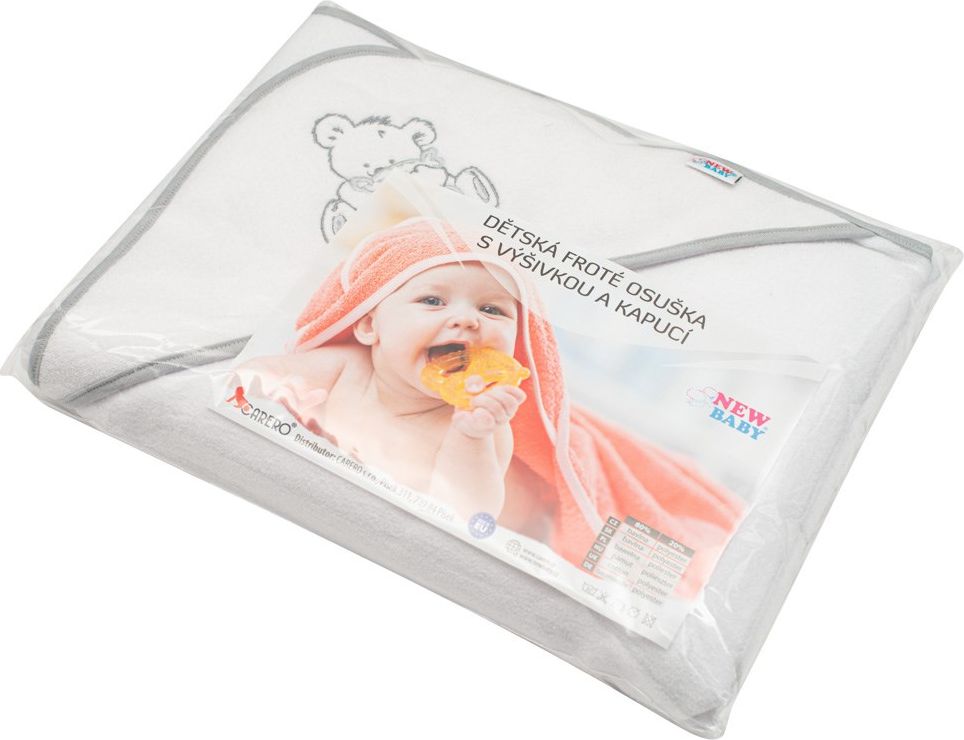 NEW BABY | Nezařazeno | Dětská froté osuška s výšivkou a kapucí New Baby 100x100 bílá žirafka | Bílá | - obrázek 40